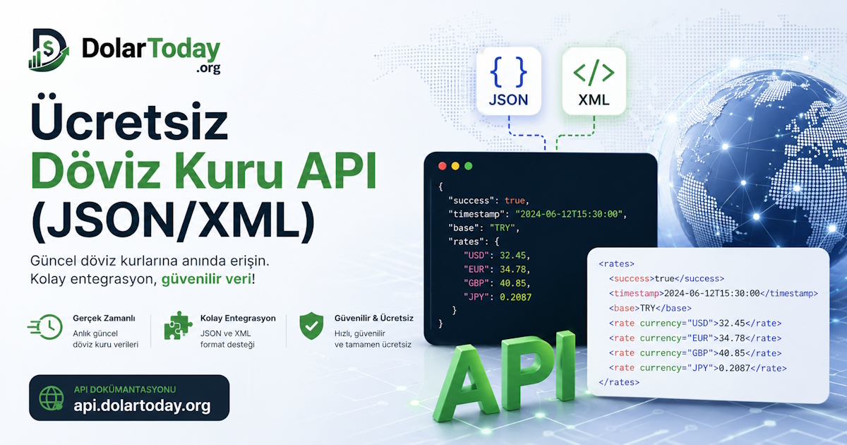 Ücretsiz Döviz Kuru API (JSON/XML) — Dolar, Euro, Altın